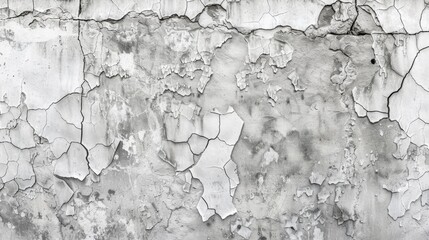A highly detailed and realistic texture of an aged, cracked wall with subtle gray tones. The background is white to highlight the intricate details in textures and patterns on the concrete wall.