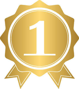Golden top one award, gold top 1 badge sign