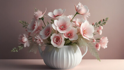 blooming beautiful pink flower isolated on white background
