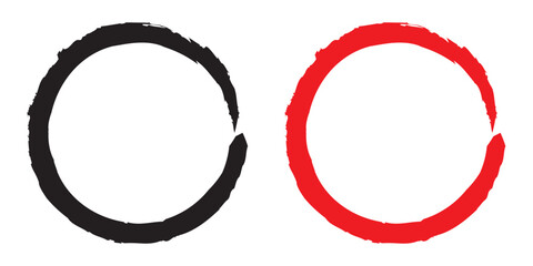 Grunge circle brush ink frames set. Clip-art illustration set on white background in eps 10.