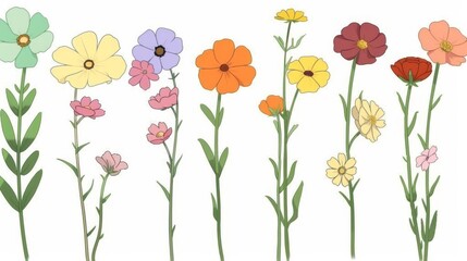 Colorful abstract meadow floral silhouette artwork in vibrant colors against a background. Great is flower design inspiration