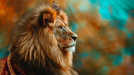 Fototapeta premium A closeup halfbody of a charismatic alpha male lion