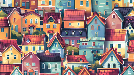 Fototapeta premium City horizontally seamless pattern with roofs vector image
