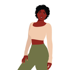 Modern fashionable black woman in elegant art style vector