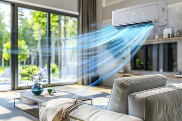 Fresh nature combined with an energy-efficient air conditioner. Generative Ai