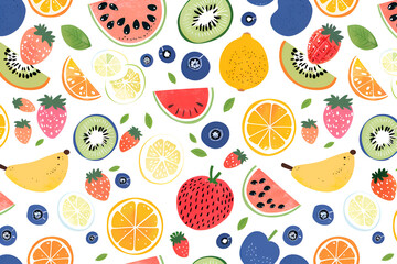 seamless pattern with fruits, Generative AI