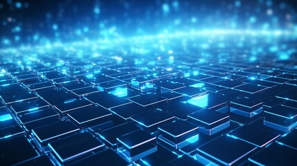 Futuristic blue grid pattern representing technological advancement and innovation in business background

