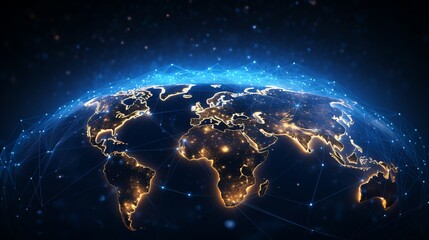 AIcrafted Earth with digital links, global network, internet connectivity background