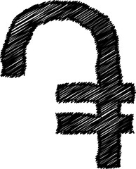 Sketch Currency font vector shape