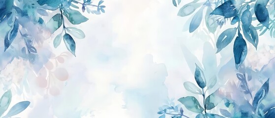 Fototapeta premium Announce your special day with the Blue watercolor wedding invitation card template, template sharpened for greeting cards with copy space on center