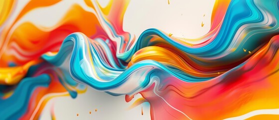 Obraz premium Colorful curves and lines dance across a white abstract canvas, crafting a retrothemed poster in motion, Sharpen 3d rendering background