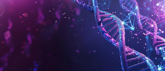 DNA genome sequencing biotechnology portrayed in a futuristic medical research banner showcases the forefront of genetic research, Sharpen banner template with copy space on center