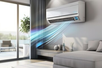 Fresh nature combined with an energy-efficient air conditioner. Generative Ai