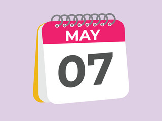 May 7 calendar reminder. 7 May daily calendar icon template. Calendar 7 May icon Design template. Vector illustration

