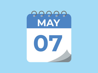 May 7 calendar reminder. 7 May daily calendar icon template. Calendar 7 May icon Design template. Vector illustration
