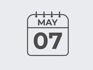 May 7 calendar reminder. 7 May daily calendar icon template. Calendar 7 May icon Design template. Vector illustration
