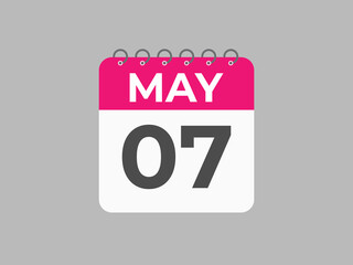 May 7 calendar reminder. 7 May daily calendar icon template. Calendar 7 May icon Design template. Vector illustration
