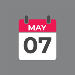 May 7 calendar reminder. 7 May daily calendar icon template. Calendar 7 May icon Design template. Vector illustration

