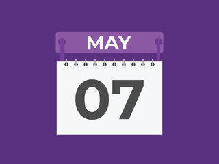 May 7 calendar reminder. 7 May daily calendar icon template. Calendar 7 May icon Design template. Vector illustration
