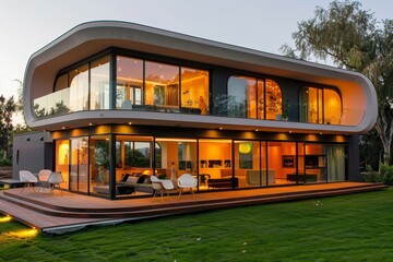 Modern self-sufficient house design with green technology for sustainable and eco-friendly living