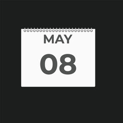 Obraz premium May 8 calendar reminder. 8 May daily calendar icon template. Calendar 8 May icon Design template. Vector illustration 