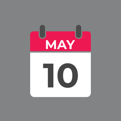 May 10 calendar reminder. 10 May daily calendar icon template. Calendar 10 May icon Design template. Vector illustration

