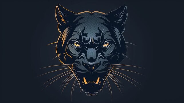 A logo for a business or sports team featuring a stylized. fierce black panther cat. that is suitable for a t-shirt graphic. hyper realistic 