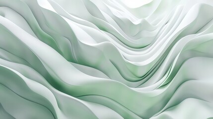 Obraz premium White abstract banners flow into modern elegant white gray nuances, crafting a green gradient minimal effect, Sharpen 3d rendering background