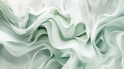 Obraz premium White abstract banners flow into modern elegant white gray nuances, crafting a green gradient minimal effect, Sharpen 3d rendering background