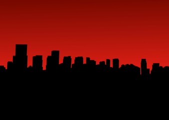 Naklejka premium City skyline at sunset