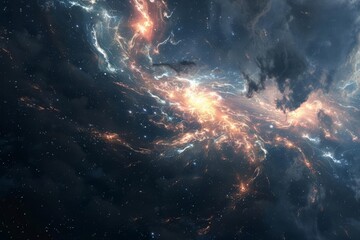 Fototapeta premium A cosmic gradient transitioning from black to holographic silver, like the swirling mysteries of space