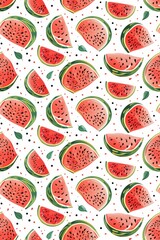 Vibrant Summer Watermelon Pattern with Refreshing Appeal