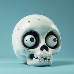 A whimsical animated skull with silly eyeballs - obrazy, fototapety, plakaty