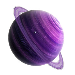 Purple Saturn planet isolated on white or transparent background