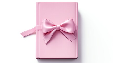 Artistic 3D render of a small, pocket-sized pink notebook with a ribbon bookmark peeping out, set against a clean white background, emphasizing its compact and cute design.