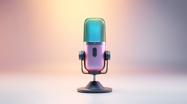 microphone, featuring digital connectivity interfaces and a contemporary design, displayed against a white background for tech-savvy content 