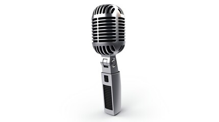 Fototapeta premium a classic dynamic microphone, featuring a sleek metallic finish and professional design, isolated on a white background