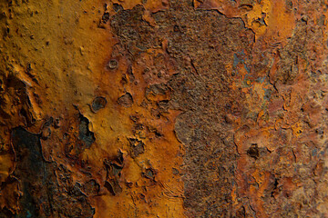 The texture of a metal surface covered with porous rust.