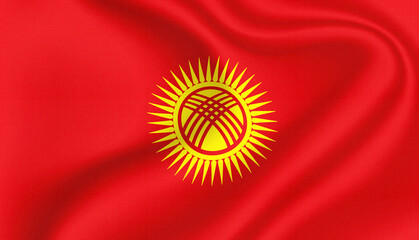 Kyrgyzstan national flag in the wind illustration image