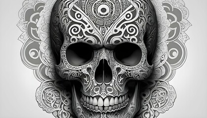 A Skull Adorned With Intricate Maori Tattoos A Tr