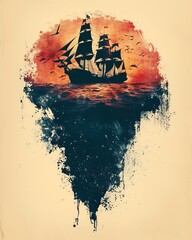 Dive deep into the visual representation of a crisis portrayed through a blend of explorers and pirate ships