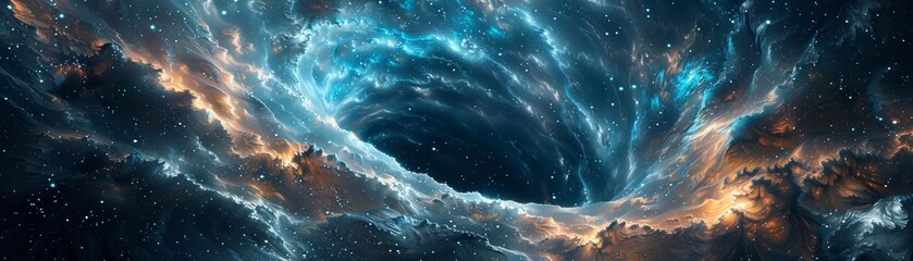 Explore the enigmatic charm of a black hole captured in a breathtaking modern artwork.