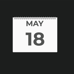 May 18 calendar reminder. 18 May daily calendar icon template. Calendar 18 May icon Design template. Vector illustration
