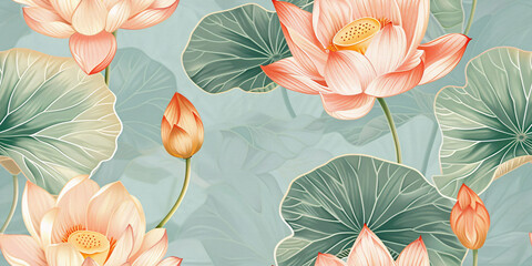 Lotus ink painting illustration abstract background decorative painting