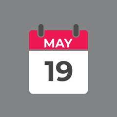 May 19 calendar reminder. 19 May daily calendar icon template. Calendar 19 May icon Design template. Vector illustration
