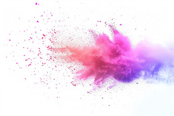 Abstract colorful dust explosion on solid color background, abstract dust splash background