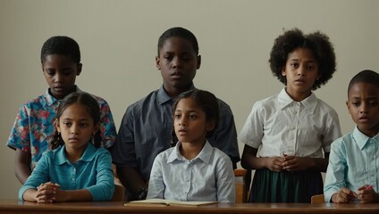 A group of children participating in a Sunday school lesson at church