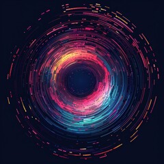 Obraz premium A spiral glitch pixel design offers a captivating and dynamic visual element, perfect for adding a touch of vibrancy and vitality to any project. created by artificial intelligence.