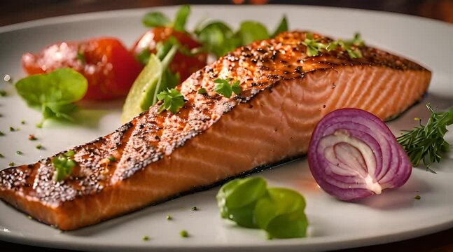 Honey Garlic Glazed Salmon with Grilled Broccolini