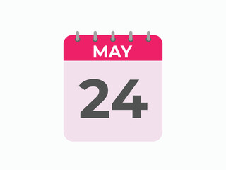 May 24 calendar reminder. 24 May daily calendar icon template. Calendar 24 May icon Design template. Vector illustration

